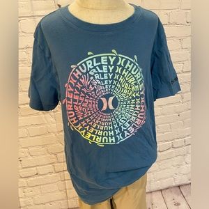 Hurley Boys M(10/12) Turquoise w/ Rainbow Hurley emblem Short-Sleeved T-Shirt